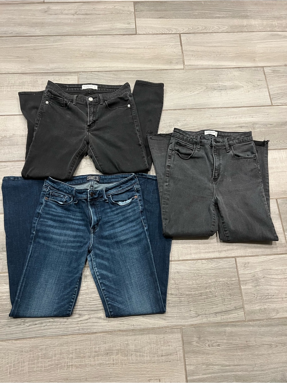 Abercrombie & Fitch Women's Jeans Trio - Dark Blue, Black & Charcoal